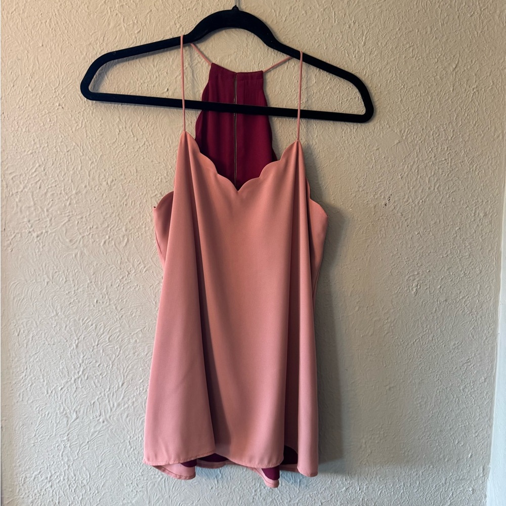 Express Dusty Rose Scallop Neck Mini Dress